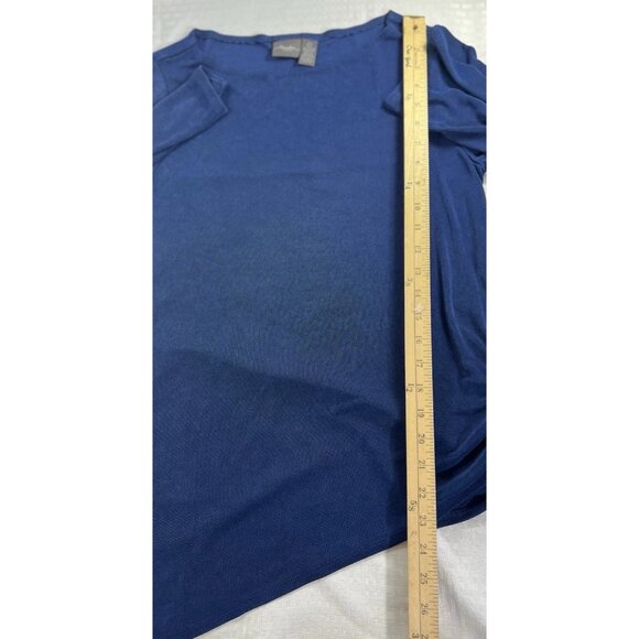 Chico’s Travelers Blue Jersey Knit Asymmetrical Ruched Hem Tunic Chico’s Size 0 - Picture 7 of 14